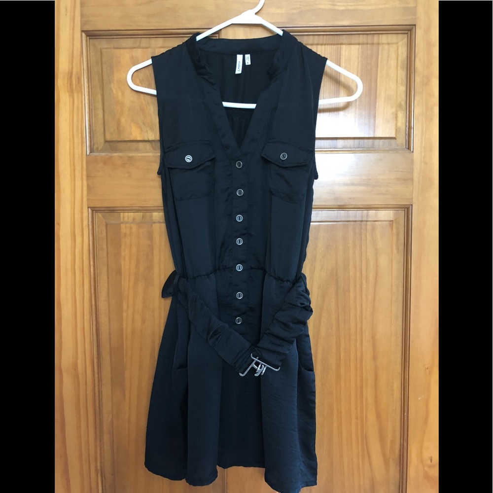 Black Buttoned Tunic Top